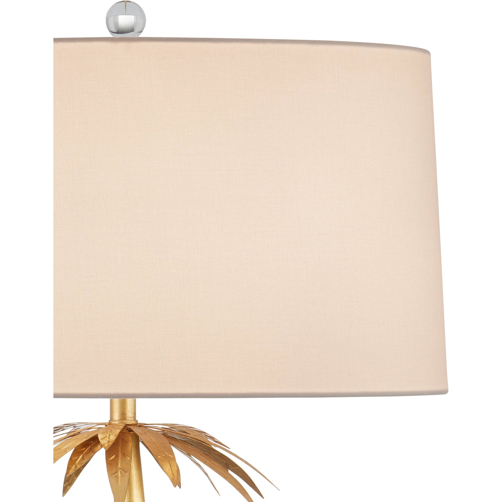 Mazari Table Lamp by Currey and Company in contemporary gold leaf, clear. Made from composite, metal, optic crystal in a modern style.