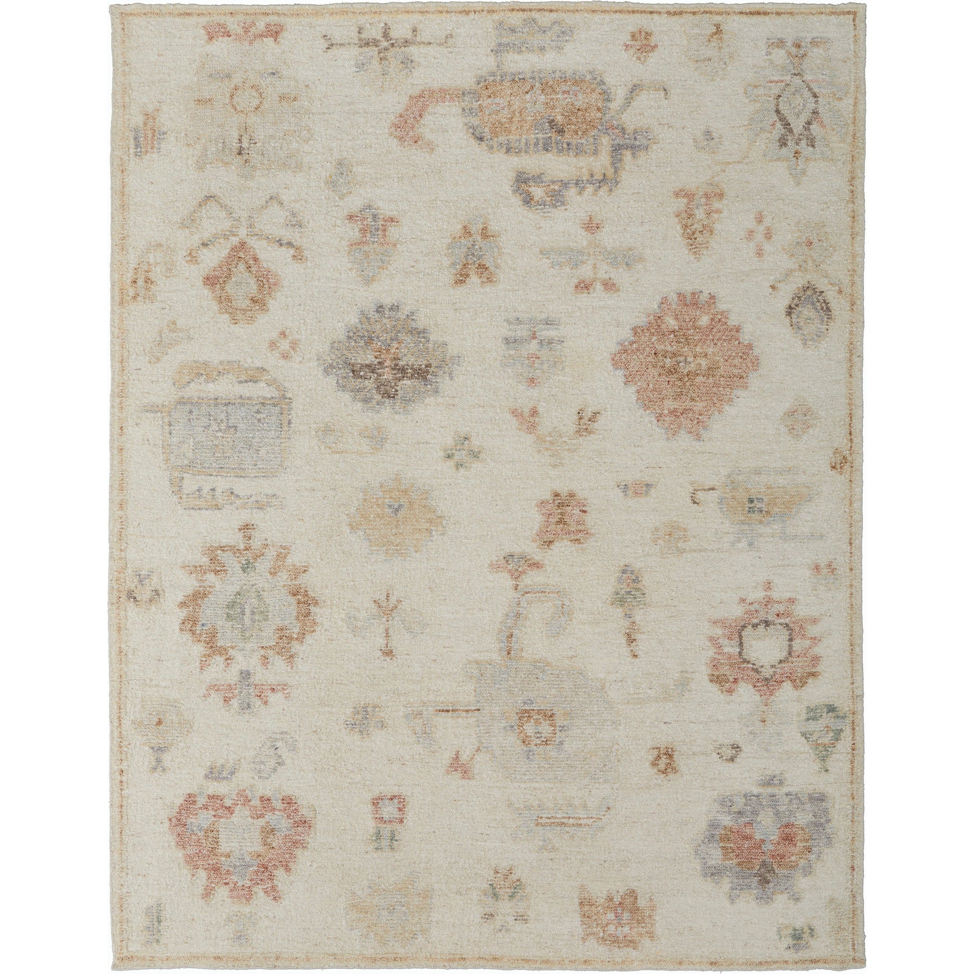 Grafton Traditional Ikat Rug - 69FLF by Feizy in ivory, orange, gray. Made from wool in a unique style.