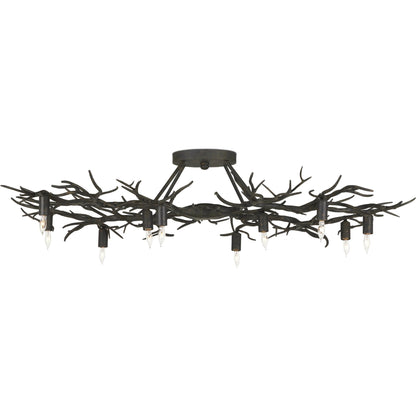 Rainforest Semi-Flush by Currey and Company in rustic bronze. Made from wrought iron in a modern style.