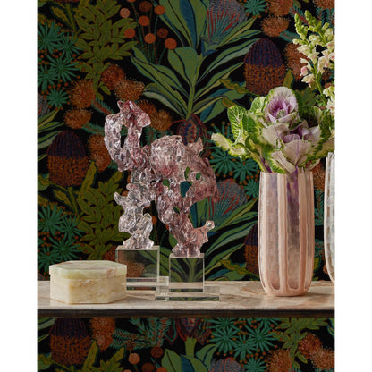 Faux Rock Crystal Sculpture by Currey and Company in purple pink, clear. Made from composite, optic crystal in a modern style.