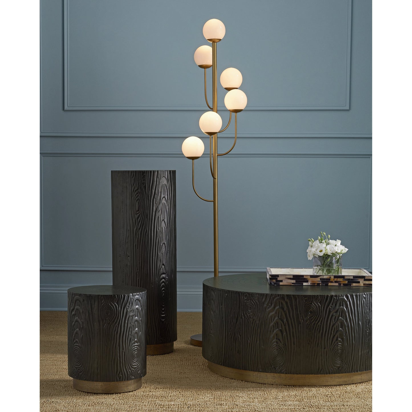 004 SI-2007895 | Lifestyle | Terra Pedestal by Currey and Company in bronze, brass. Made from natural wood, brass in a modern style.