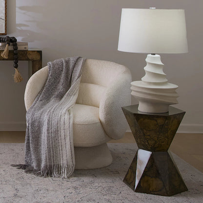 Dune Table Lamp by The Livingston Collection in off white and matte off white. Made from ceramic in a unique style.