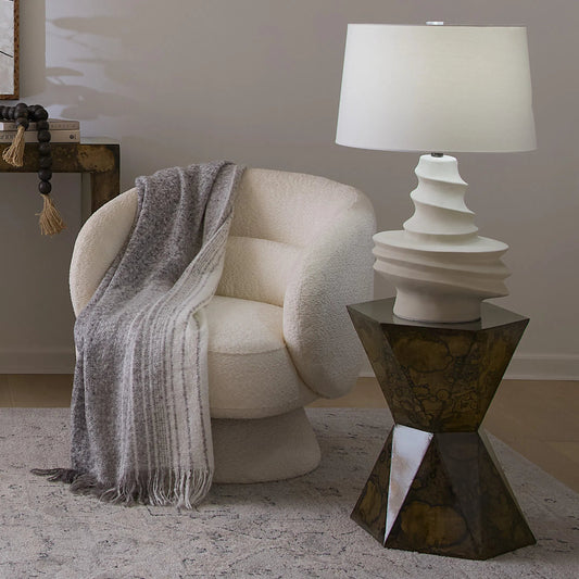 Dune Table Lamp by The Livingston Collection in off white and matte off white. Made from ceramic in a unique style.