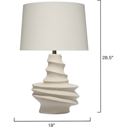 Dune Table Lamp by The Livingston Collection in off white and matte off white. Made from ceramic in a unique style.