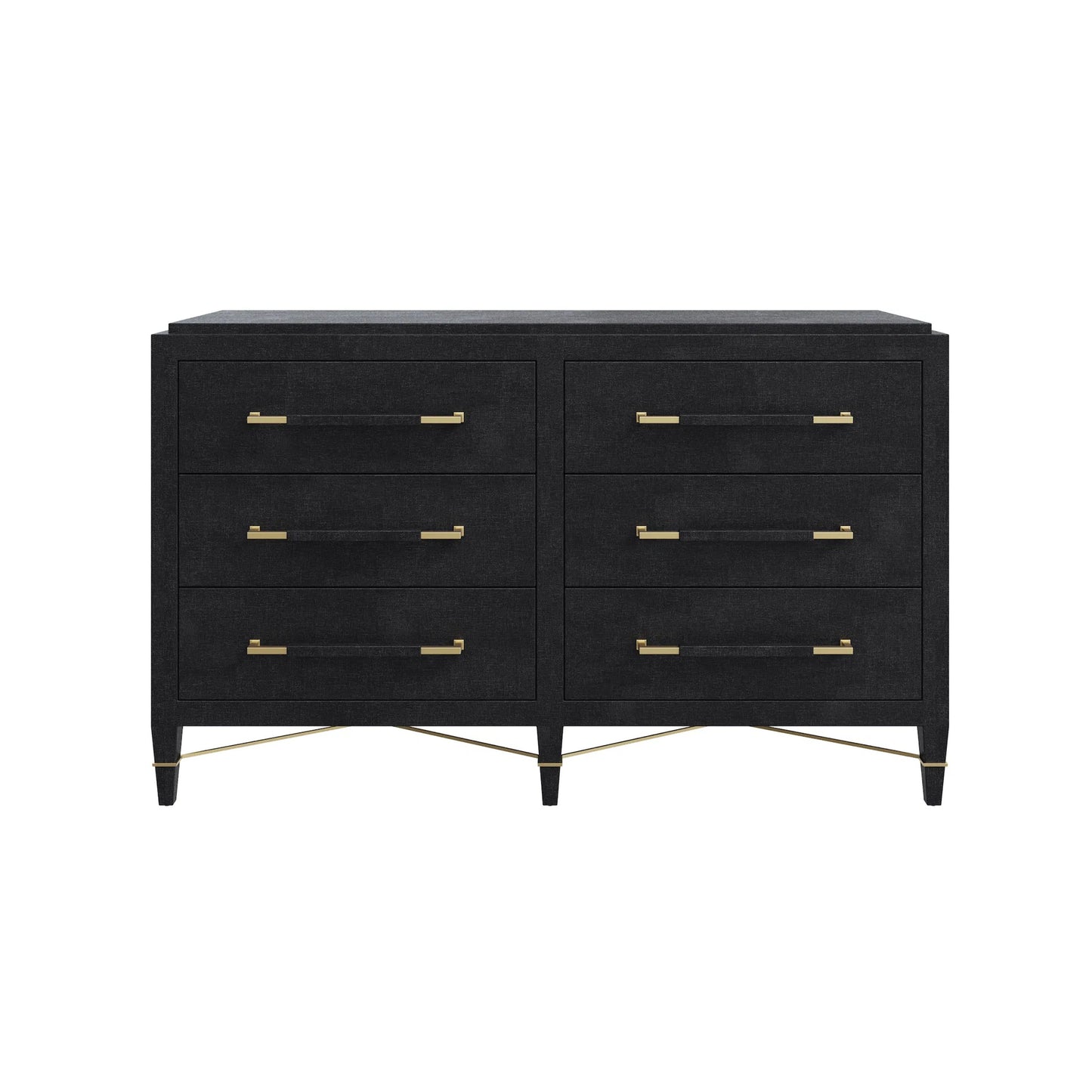 003 SI-2387177 | Additional Silo | Verona Six-Drawer Chest by Currey and Company in black, natural, champagne, silver. Made from lacquered linen, mahogany, engineered wood, metal, faux velvet in a modern style.
