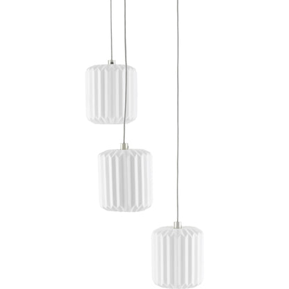Dove Pendant by Currey and Company in painted silver, white. Made from metal, ceramic in a modern style.