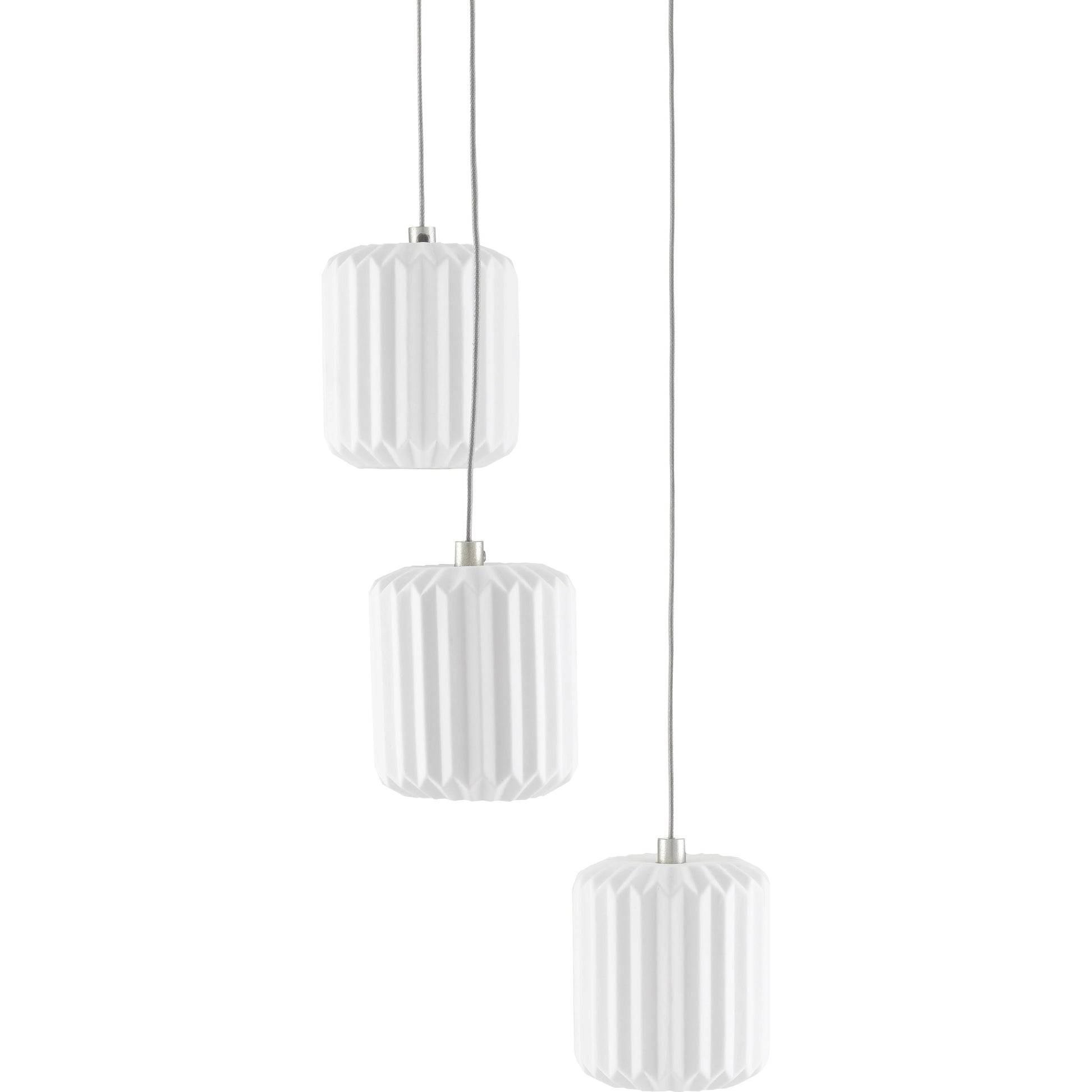 Dove Pendant by Currey and Company in painted silver, white. Made from metal, ceramic in a modern style.