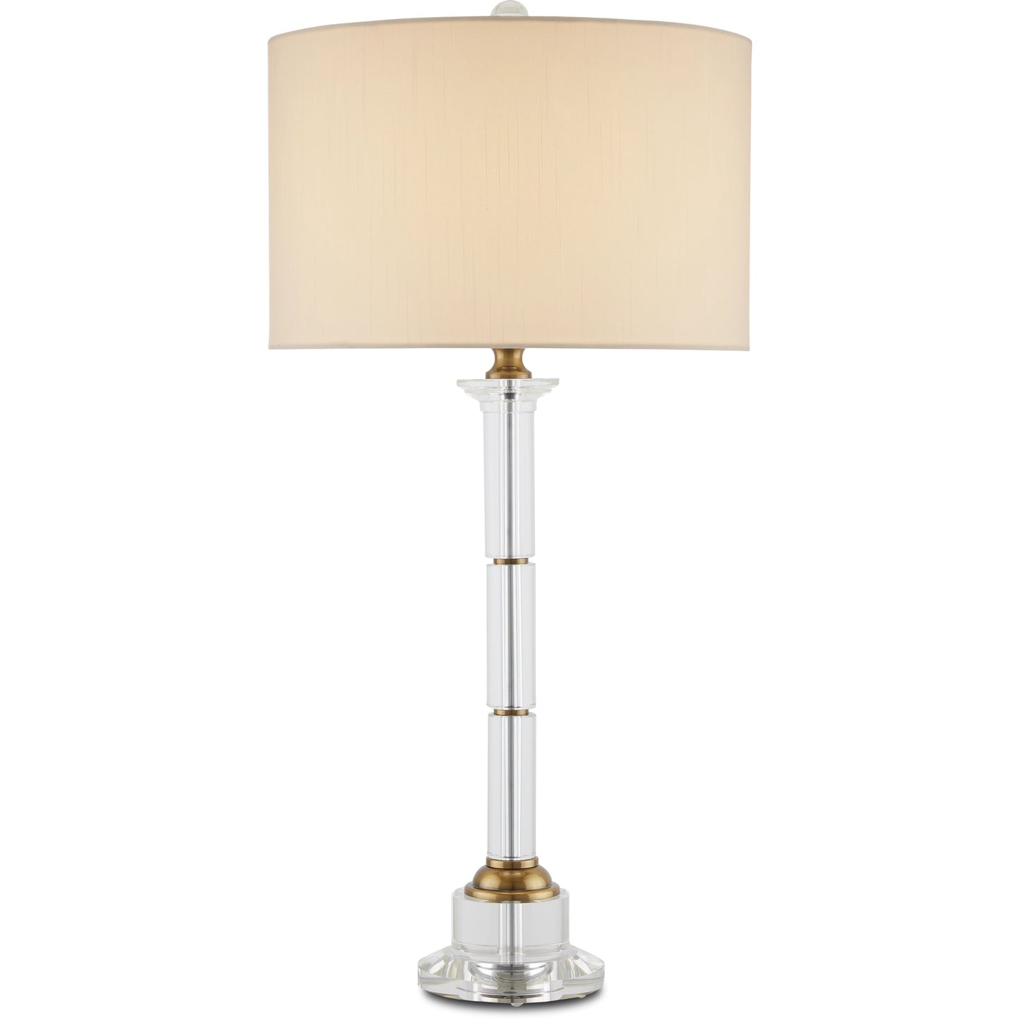 004 SI-1924008 | Primary Silo | Lothian Table Lamp by Currey and Company in clear, antique brass. Made from optic crystal, metal in a transitional style.
