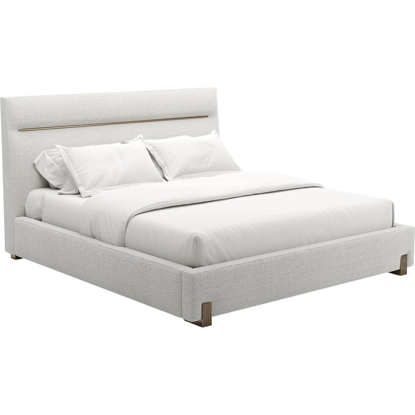 002 SI-2462175 | Primary Silo | Counter Balance Bed by Caracole in oatmeal, brushed gold. Made from metal in a transitional style.