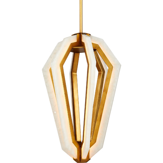 Riviere Pendant by Currey and Company in natural, contemporary gold leaf. Made from composite, wrought iron in a modern style.