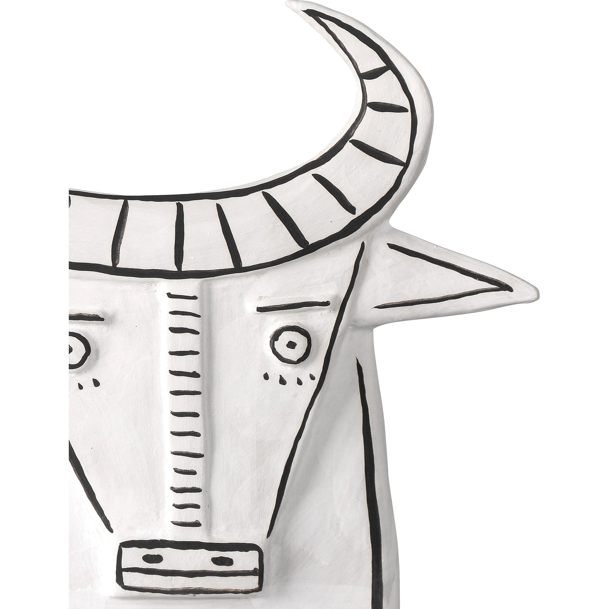 Frank the Bull by Currey and Company in washed white, black. Made from porcelain in a eclectic & global style.