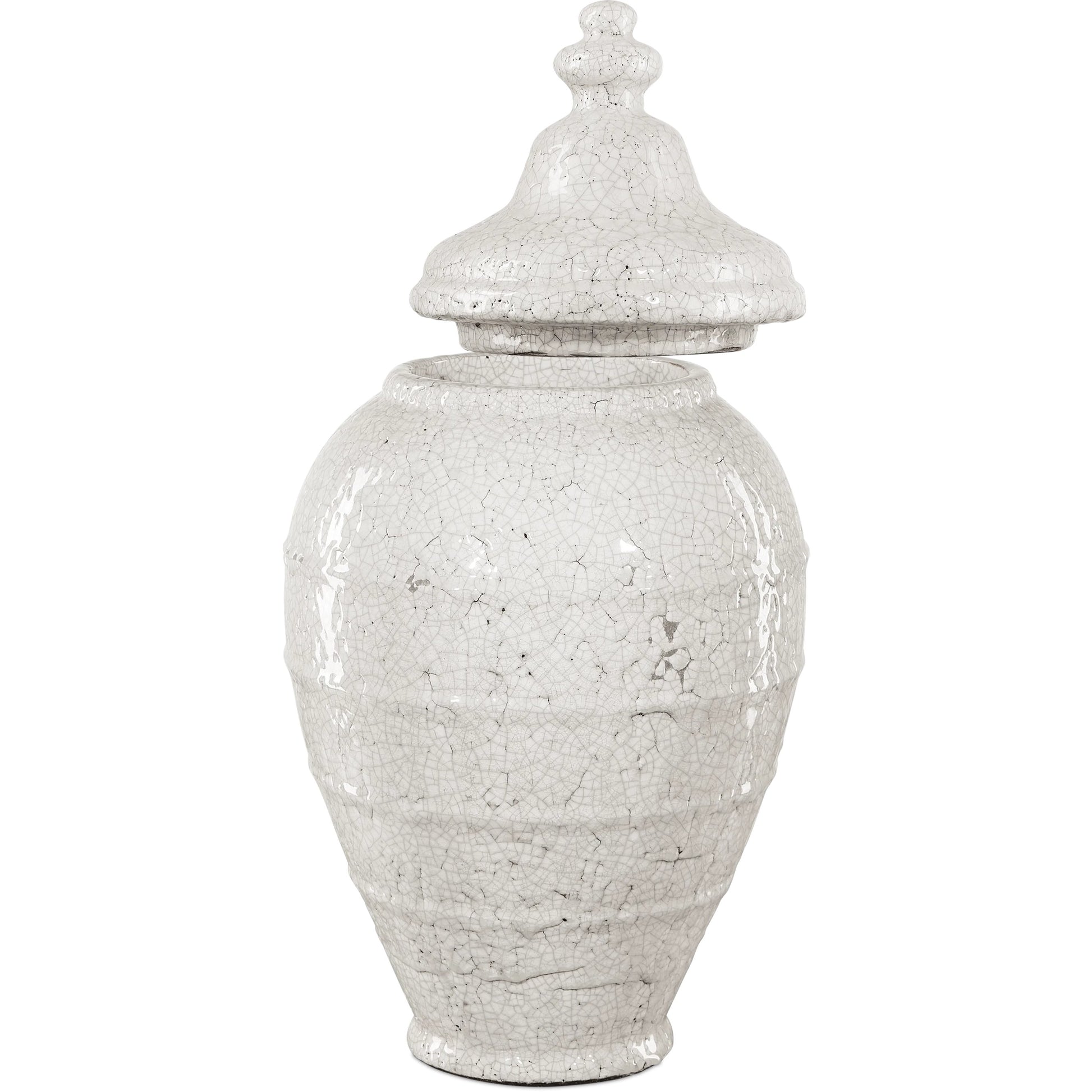 Virginal Jar by Currey and Company in antique white. Made from terracotta in a modern style.