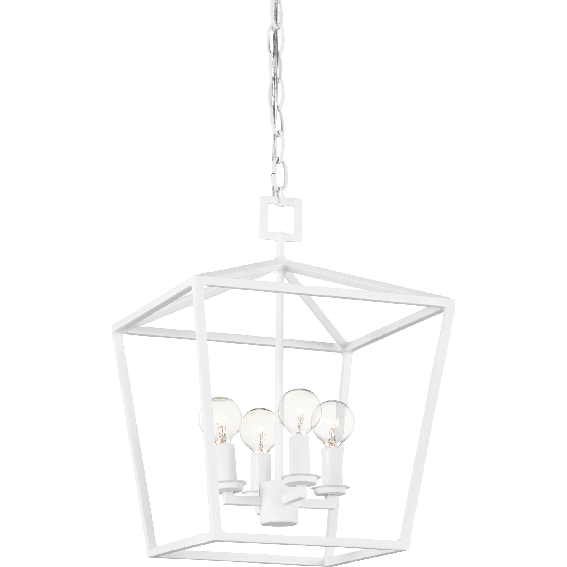 Denison Chandelier by Currey and Company in gesso white. Made from wrought iron in a modern style.