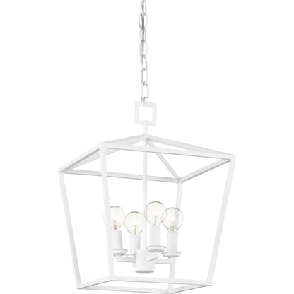 Denison Chandelier by Currey and Company in gesso white. Made from wrought iron in a modern style.
