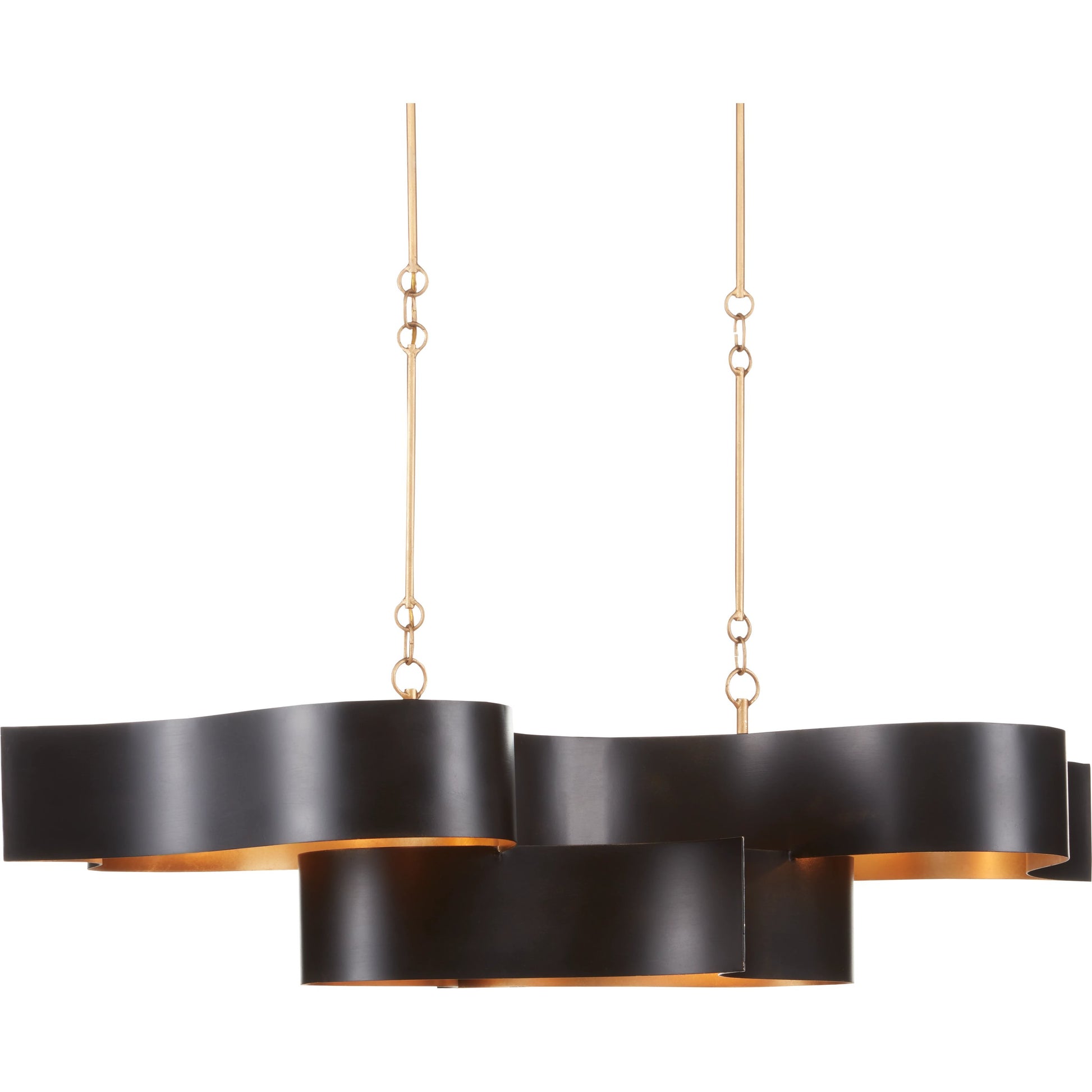 Grand Lotus Oval Chandelier by Currey and Company. Made from wrought iron in a modern style.