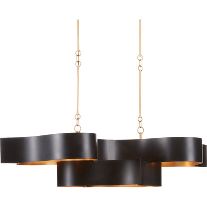 Grand Lotus Oval Chandelier by Currey and Company. Made from wrought iron in a modern style.