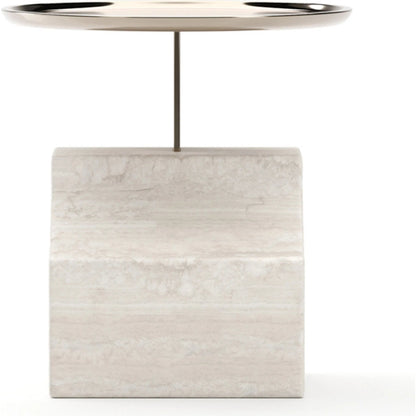 Overlap Sectional Accent Table by Caracole in whisper of gold. Made from stone in a modern style.
