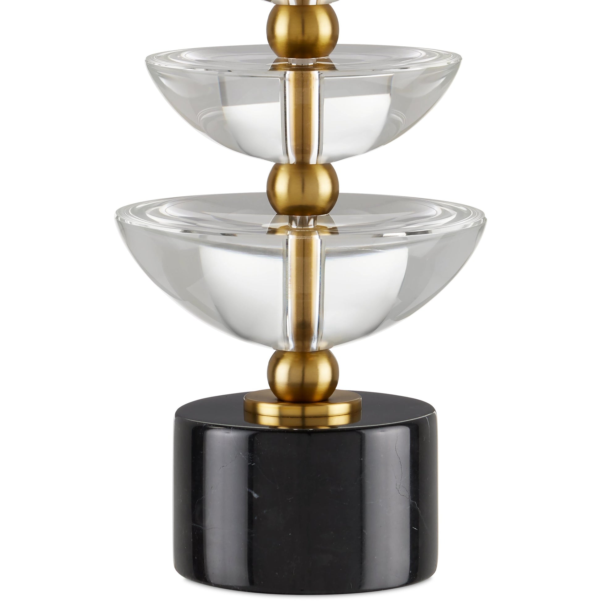 Waterfall Table Lamp by Currey and Company in clear, natural, brass. Made from optic crystal, marble, metal in a modern style.