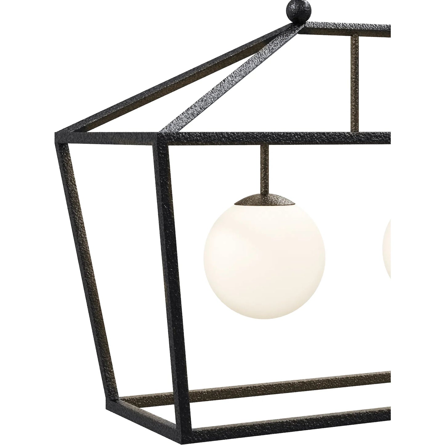 010 SI-2387014 | Closeup | Denison Outdoor Lantern by Currey and Company in black, frosted white. Made from wrought iron, glass in a modern style.