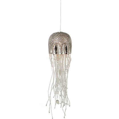 Medusa Rectangular 7-LIGHT Multi-Drop Pendant by Currey and Company in nickel, silver. Made from nickel, steel, glass in a modern style.