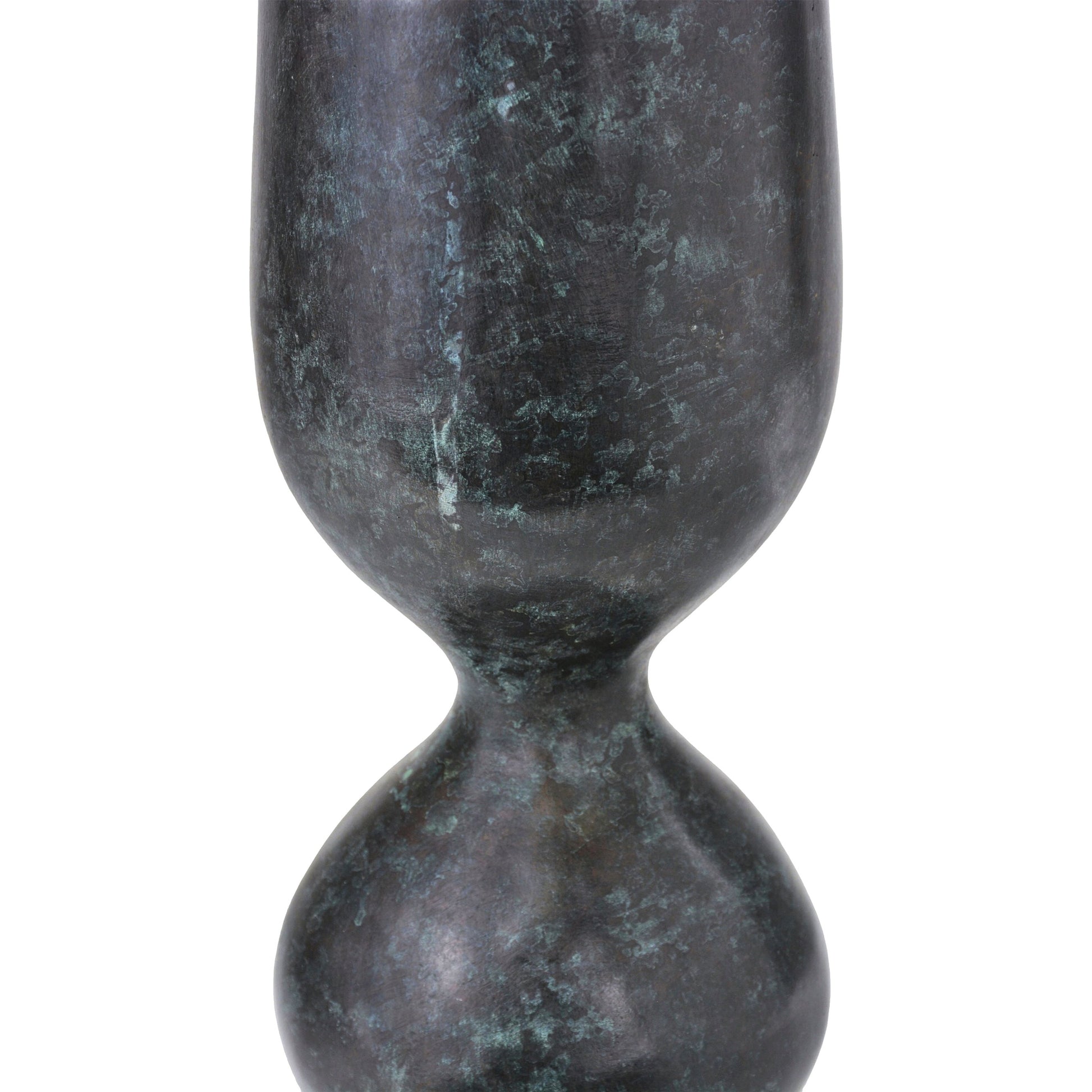 Luganzo Bronze Vase by Currey and Company in jade green, gold. Made from bronze in a modern style.