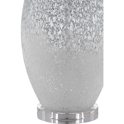 Hatira Table Lamp by Currey and Company in pale blue, white. Made from glass, optic crystal in a modern style.