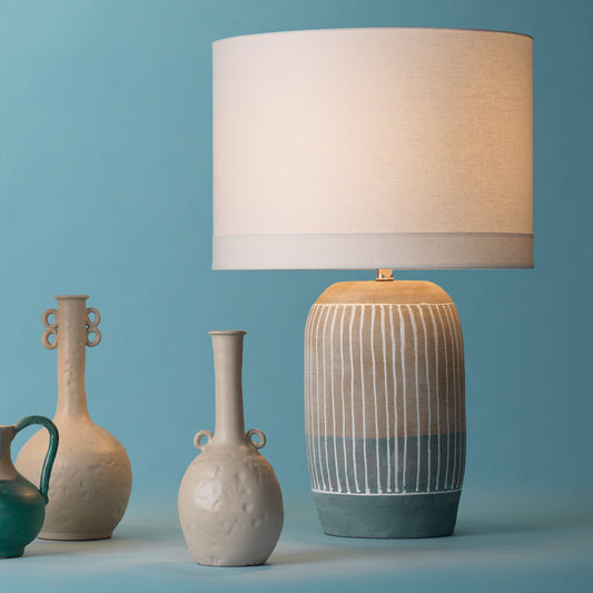 Flagstaff Table Lamp by Jamie Young in natural, slate. Made from ceramic in a eclectic & global style.