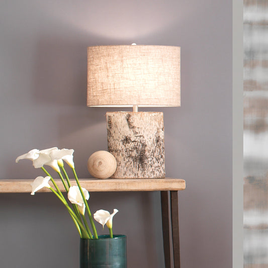 Forrester Table Lamp by Jamie Young in birch veneer. Made from resin, veneer tree in a eclectic & global style.