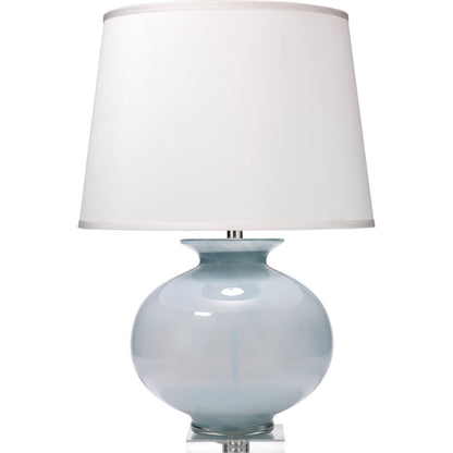 Heirloom Table Lamp by Jamie Young in cornflower blue grass. Made from glass in a modern style.