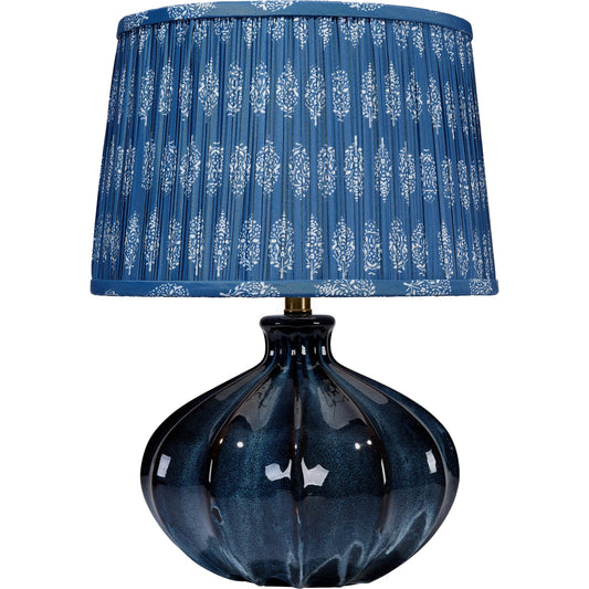 Hershey Table Lamp by The Livingston Collection in blue and reactive deep blue glaze. Made from ceramic in a unique style.
