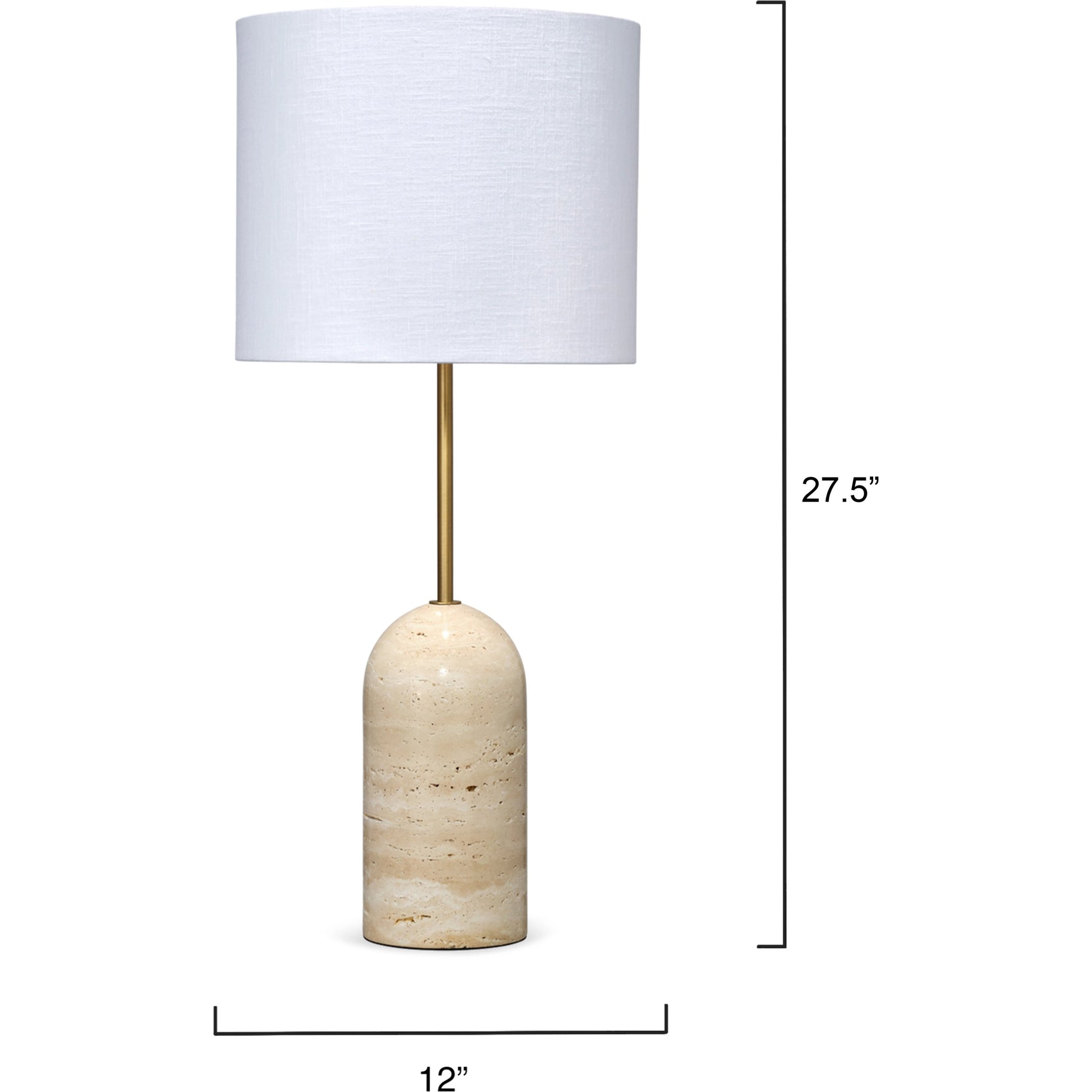 Holt Travertine Table Lamp by Jamie Young in brown. Made from travertine, metal: iron in a modern style.