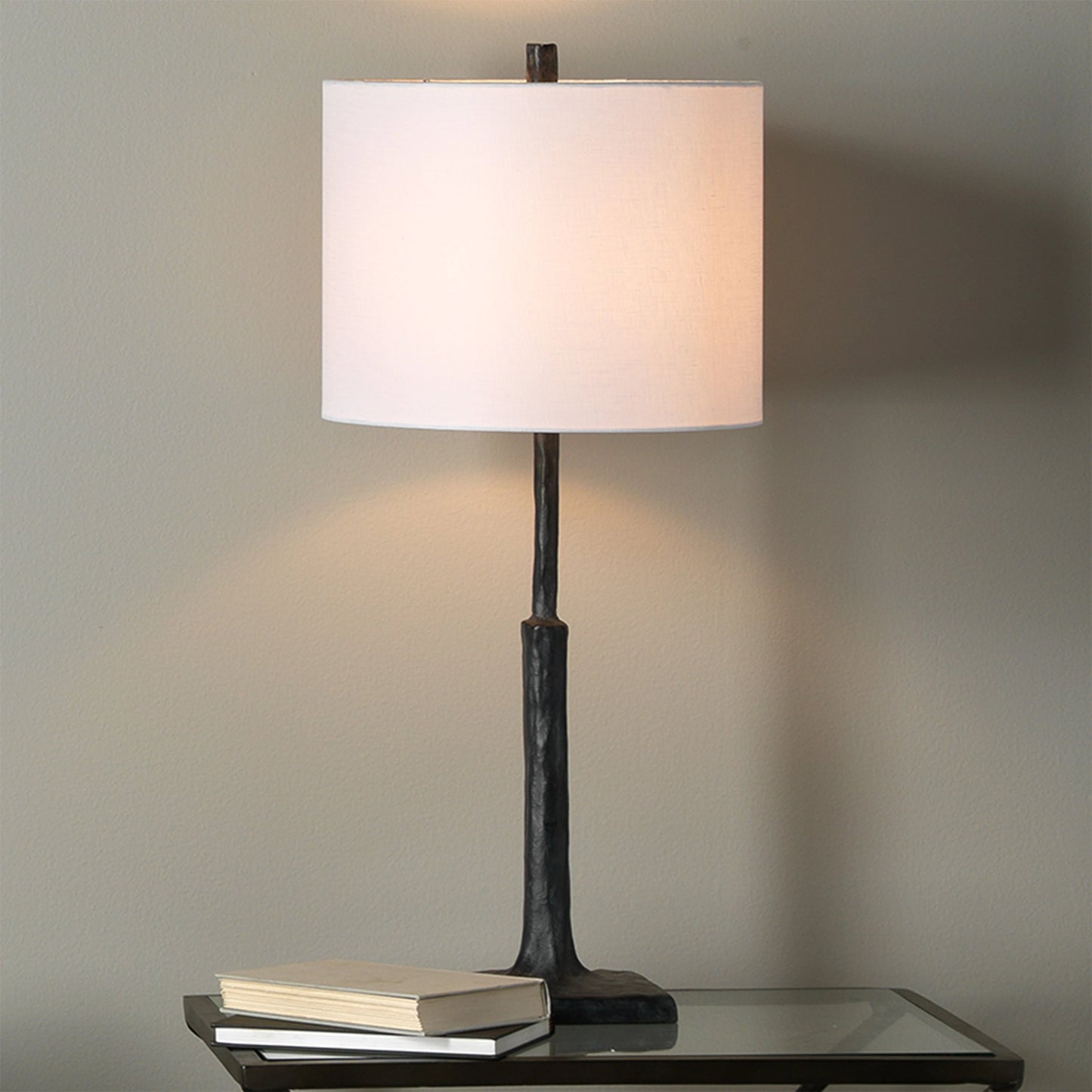 004 SI-1782498 | Lifestyle | Humble Table Lamp by Jamie Young in textured charcoal. Made from resin in a modern style.
