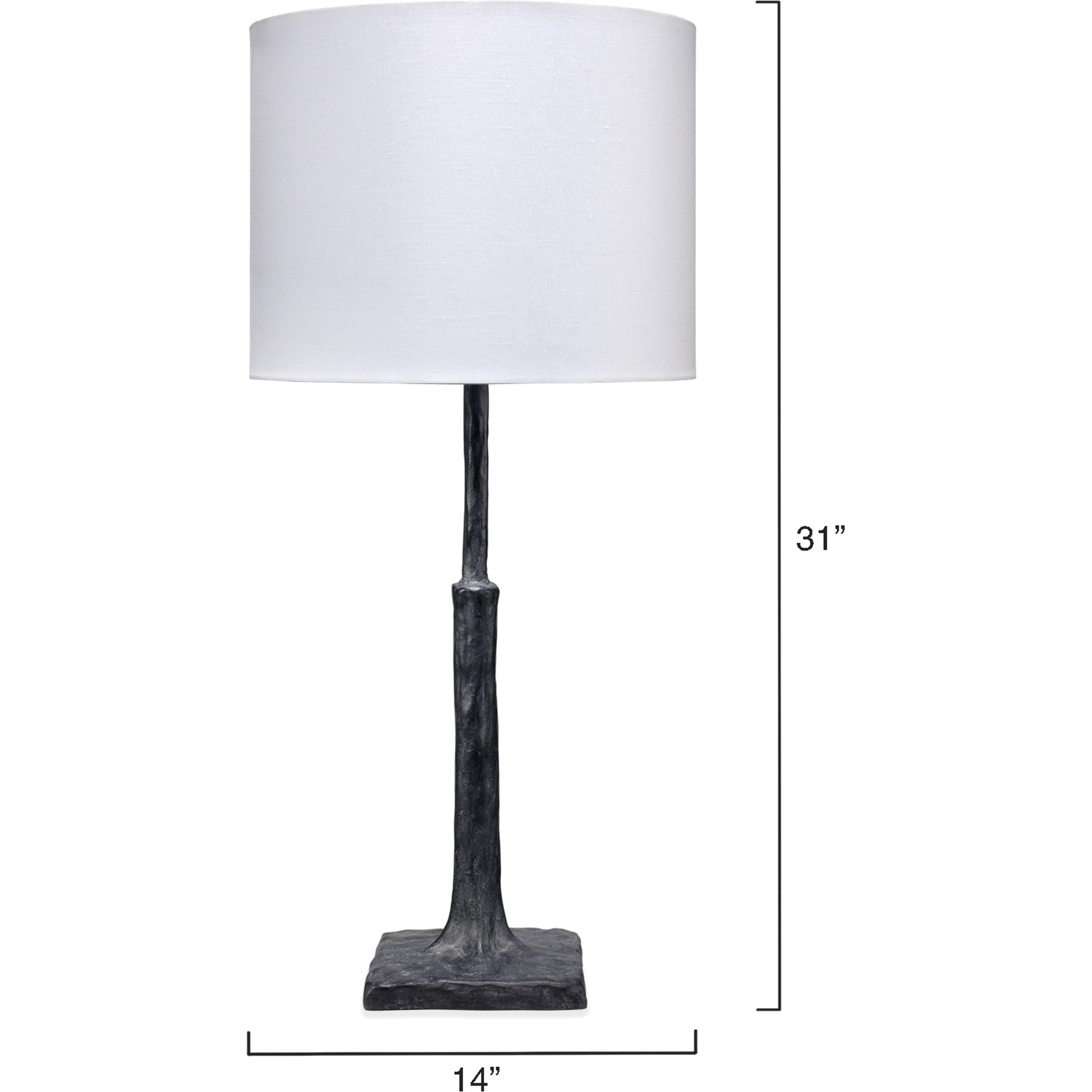 Humble Table Lamp by Jamie Young in textured charcoal. Made from resin in a modern style.