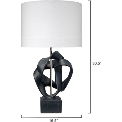 Intertwined Table Lamp by Jamie Young in white. Made from resin in a modern style.