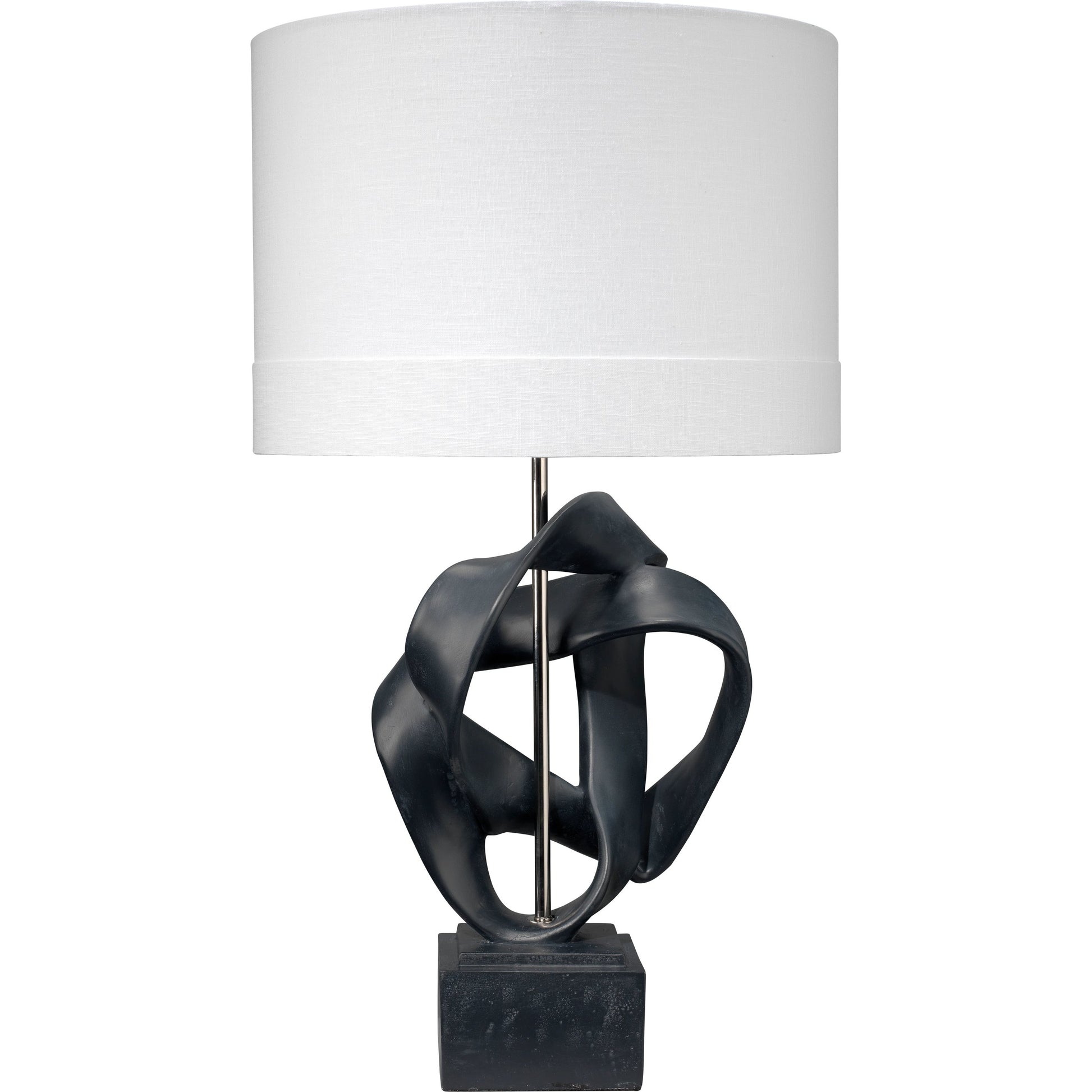 Intertwined Table Lamp by Jamie Young in white. Made from resin in a modern style.