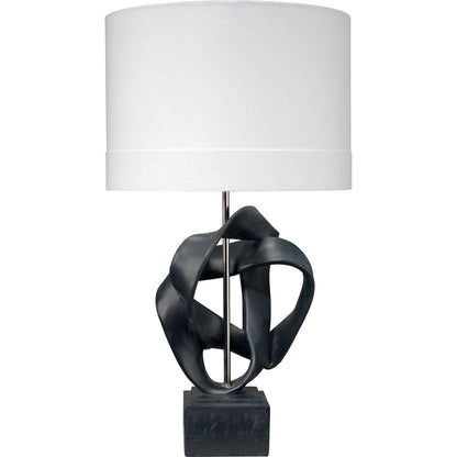 Intertwined Table Lamp by Jamie Young in white. Made from resin in a modern style.