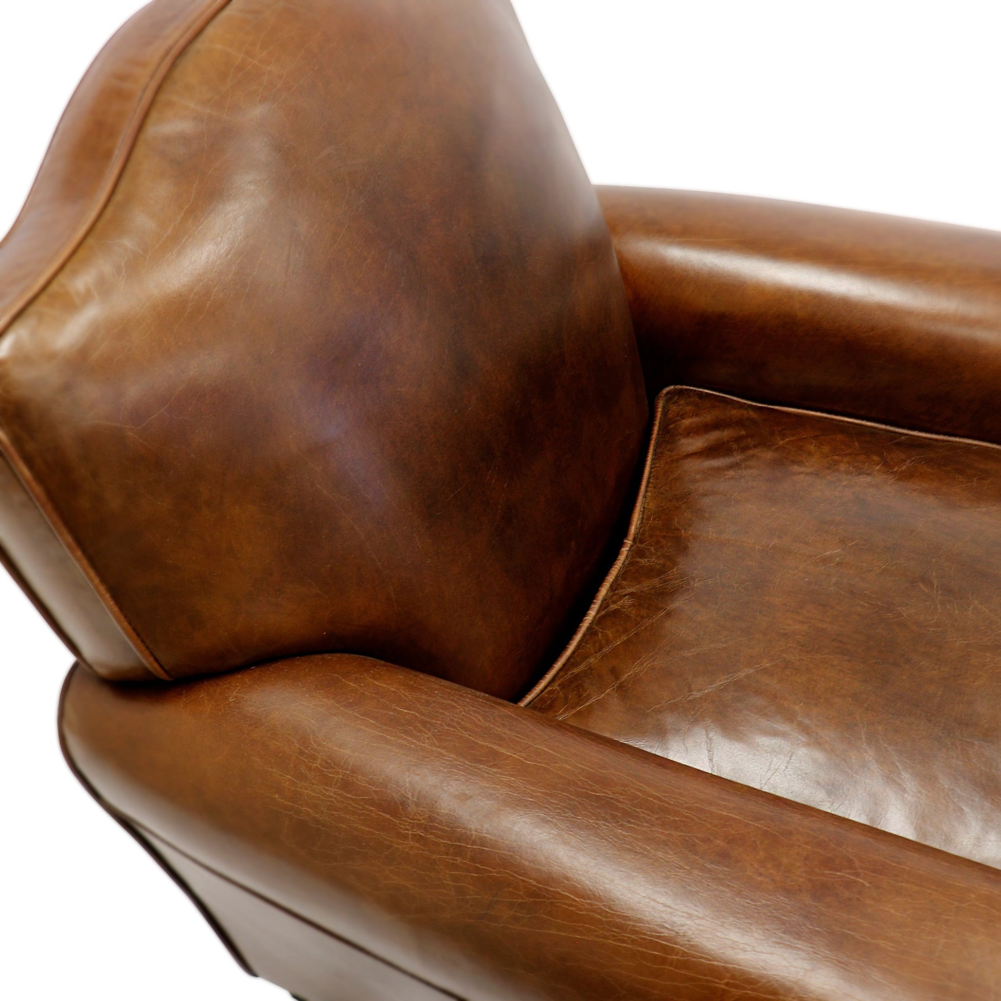 Palermo Wing Chair by Pasargad Home in brown. Made from leather in a transitional style.