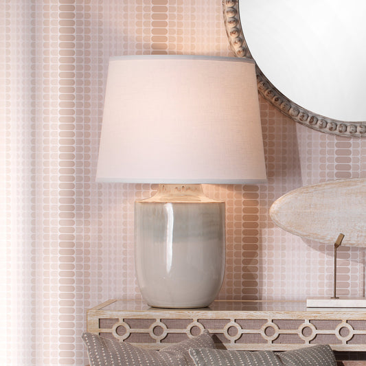 Lagoon Table Lamp by Jamie Young in cream ceramic. Made from ceramic in a modern style.