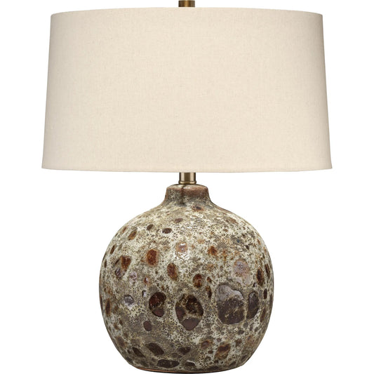 Magma Table Lamp by Jamie Young in brown and volcanic brown. Made from ceramic in a unique style.