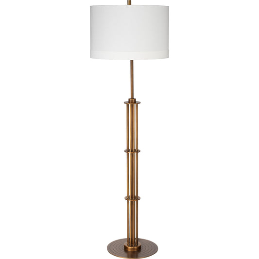 Marcus Floor Lamp by Jamie Young in antique brass. Made from metal in a modern style.