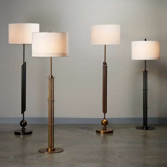Marcus Floor Lamp by Jamie Young in antique brass. Made from metal in a modern style.