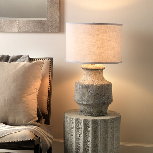 Masonry Table Lamp by Jamie Young in gray ceramic. Made from ceramic in a modern style.