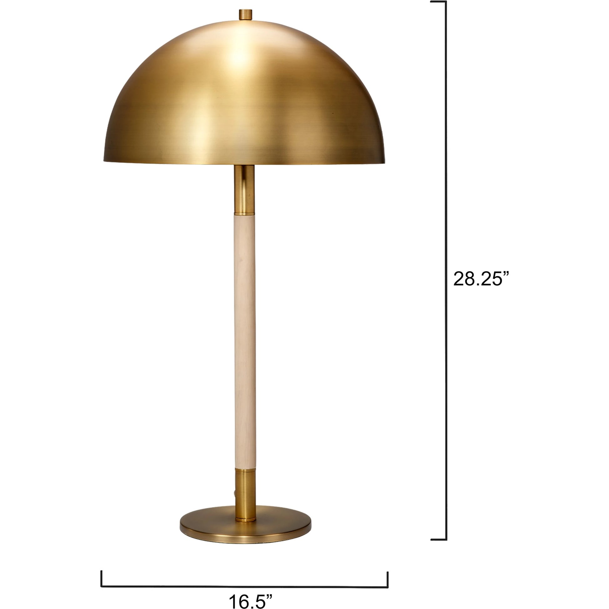 Merlin Table Lamp by Jamie Young in natural & antique brass. Made from rubber wood, metal: iron in a modern style.