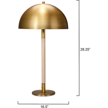 Merlin Table Lamp by Jamie Young in natural & antique brass. Made from rubber wood, metal: iron in a modern style.