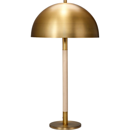 Merlin Table Lamp by Jamie Young in natural & antique brass. Made from rubber wood, metal: iron in a modern style.