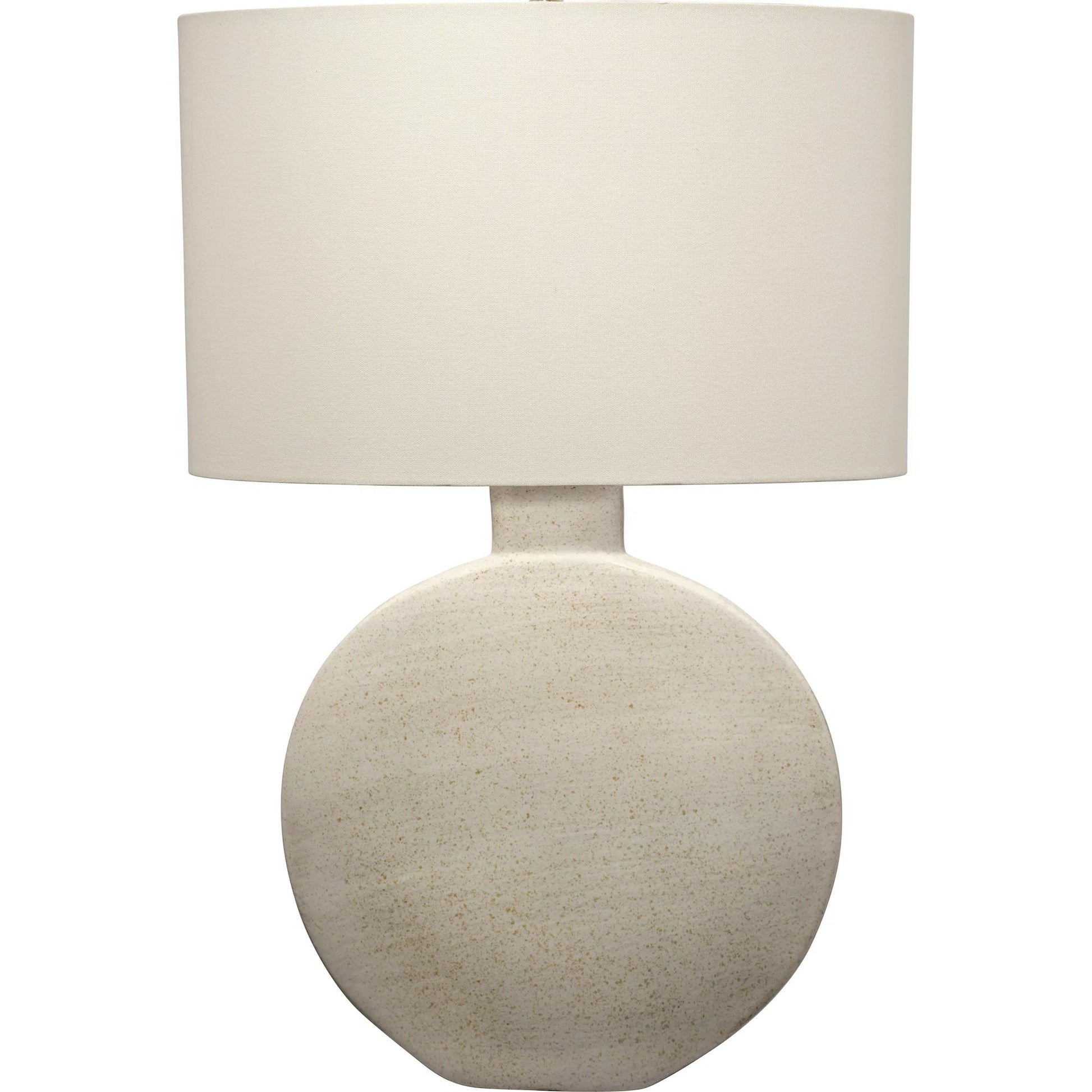 Moon Table Lamp by Jamie Young in cream and speckled cream glaze. Made from ceramic in a unique style.