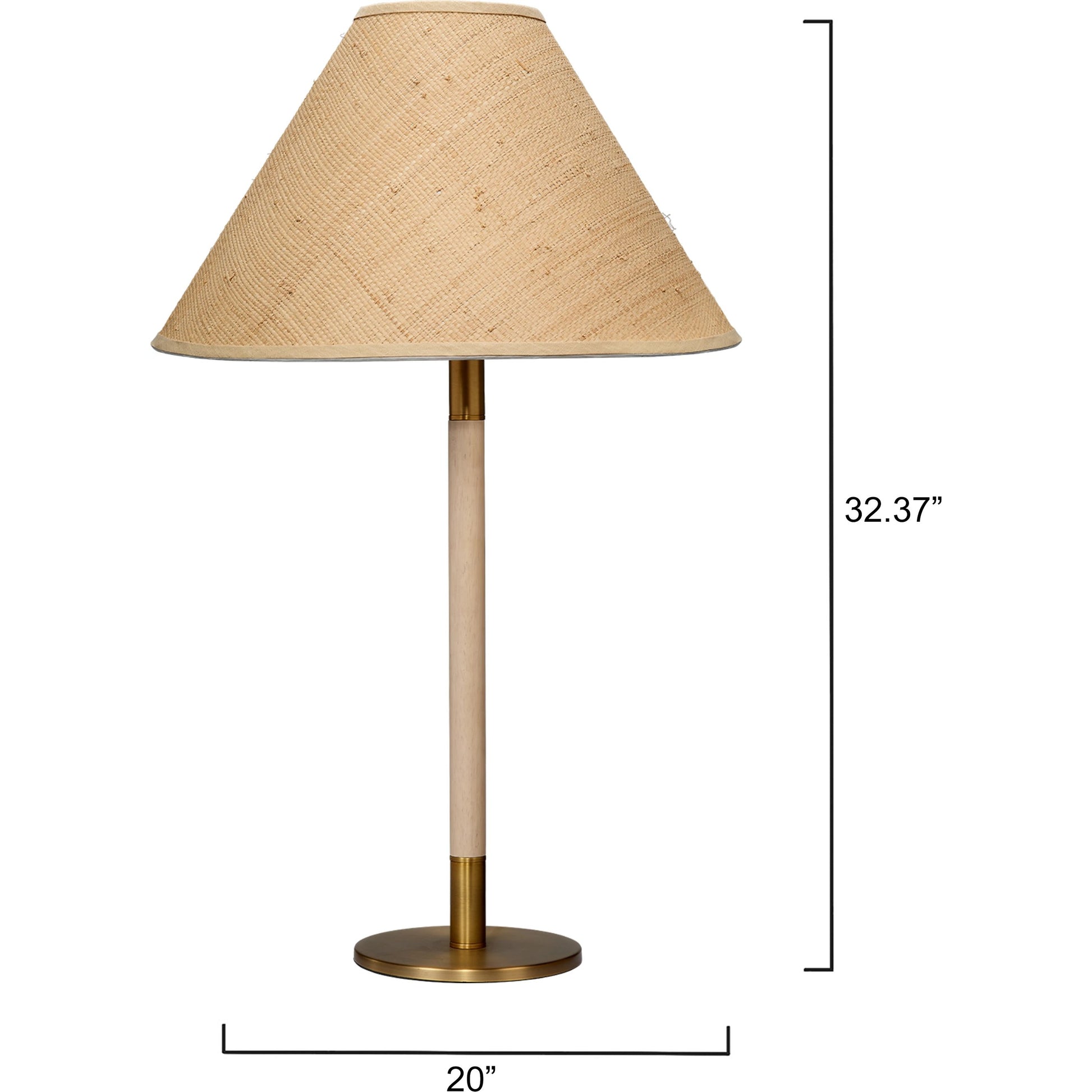 Morgana Table Lamp by Jamie Young in natural & antique brass. Made from rubber wood, metal: iron in a modern style.