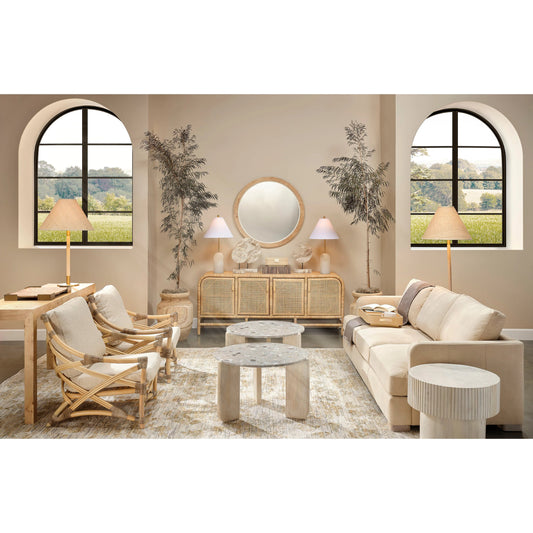 Morgana Table Lamp by Jamie Young in natural & antique brass. Made from rubber wood, metal: iron in a modern style.