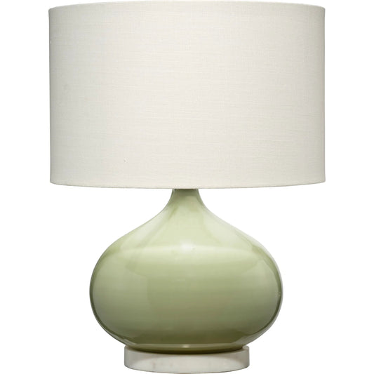 Moss Table Lamp by Jamie Young in green and sage green. Made from glass in a unique style.