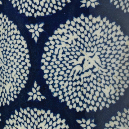 Neva Table Lamp by Jamie Young in blue. Made from ceramic in a transitional style.